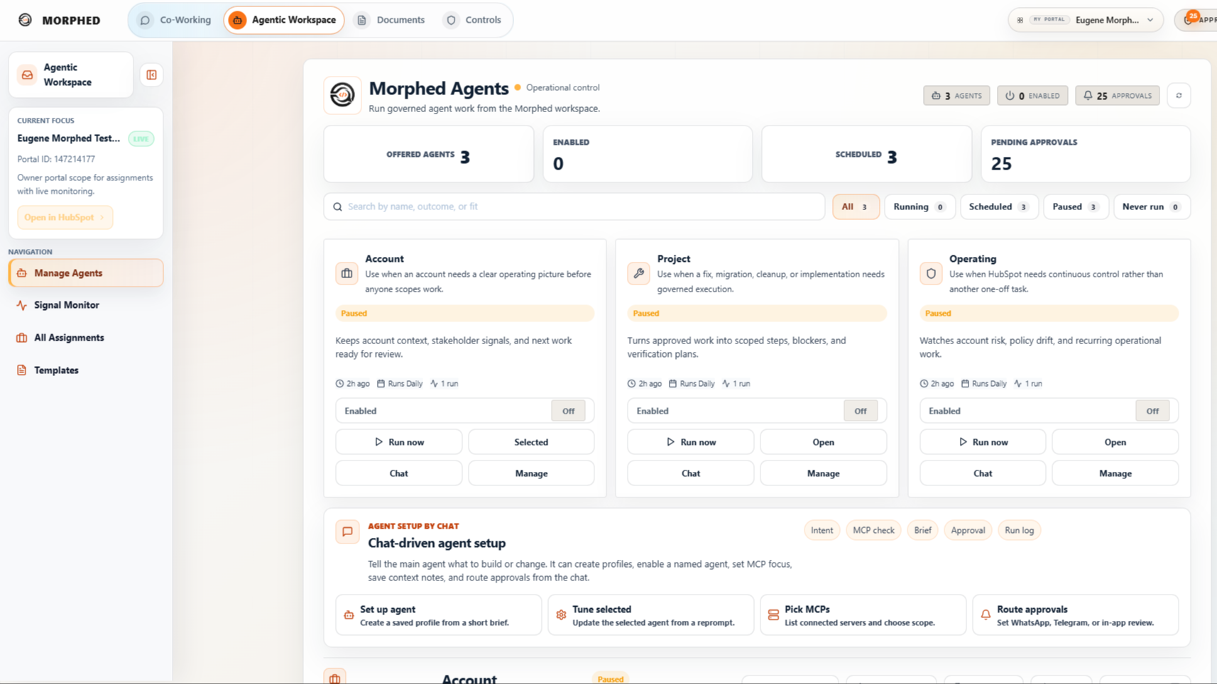 Morphed Agentic Workspace screen
